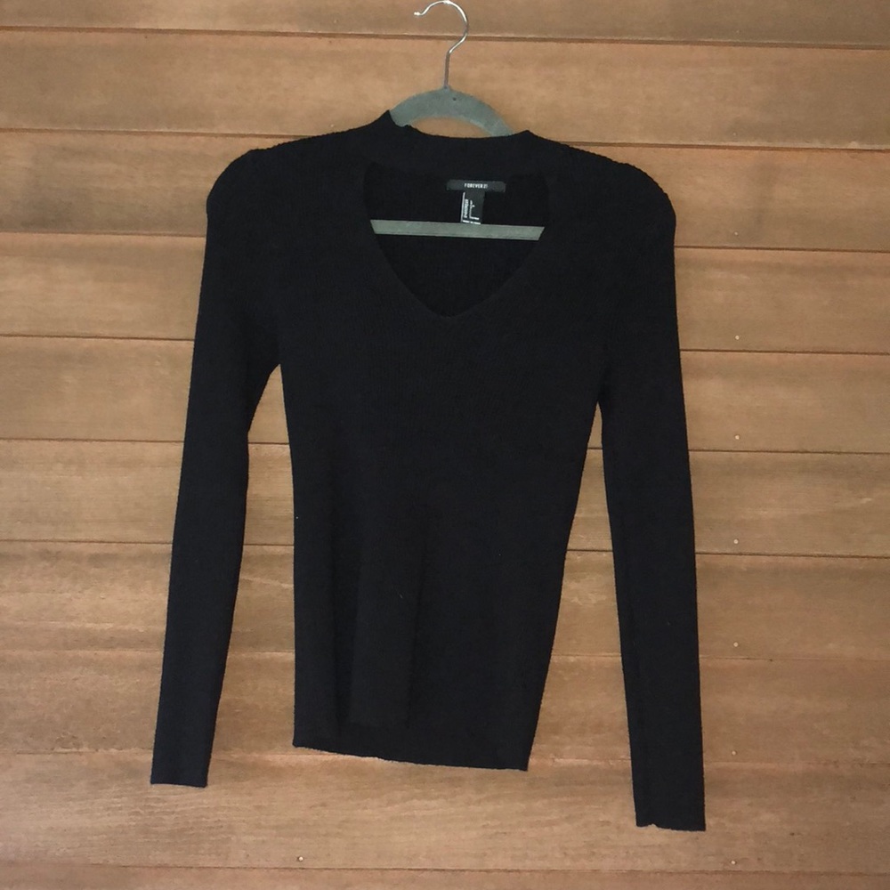Mock Neck Cutout Tee